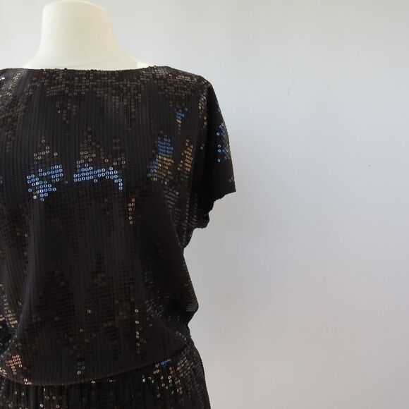 Express Womens Size Small Black Sequin Blouson Mini Dress - Picture 14 of 15